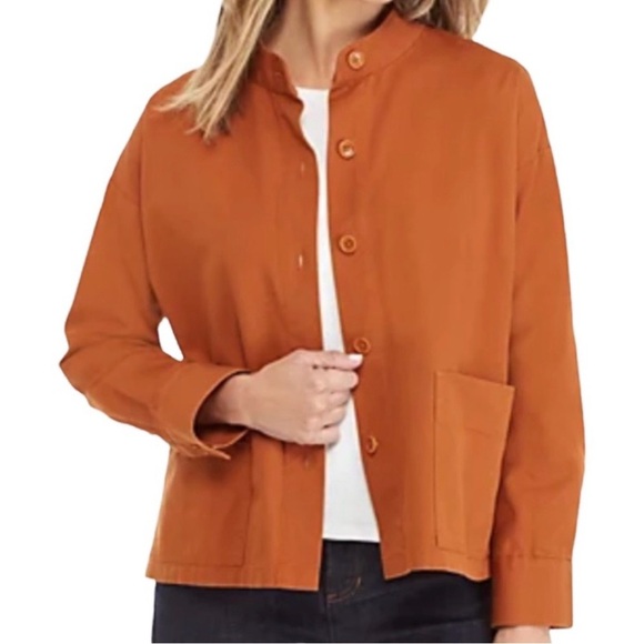 Eileen Fisher Rust Button-Front Utility Jacket - Picture 3 of 10